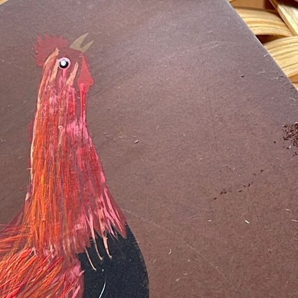 Vintage hand painted rooster basket wall pocket basket - Picture 3 of 11